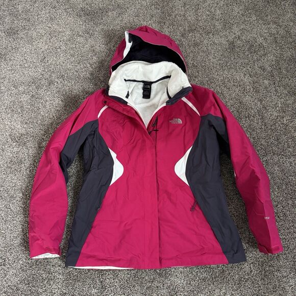 The North Face Hyvent 3in1 Winter Hooded Jacket TC3P + TM3P Pink White Large - Picture 11 of 16